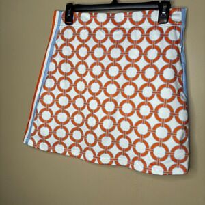 Gretchen Scott Womens Orange Blue Geometric Skort‎ Sz Small Sporty Pickleball